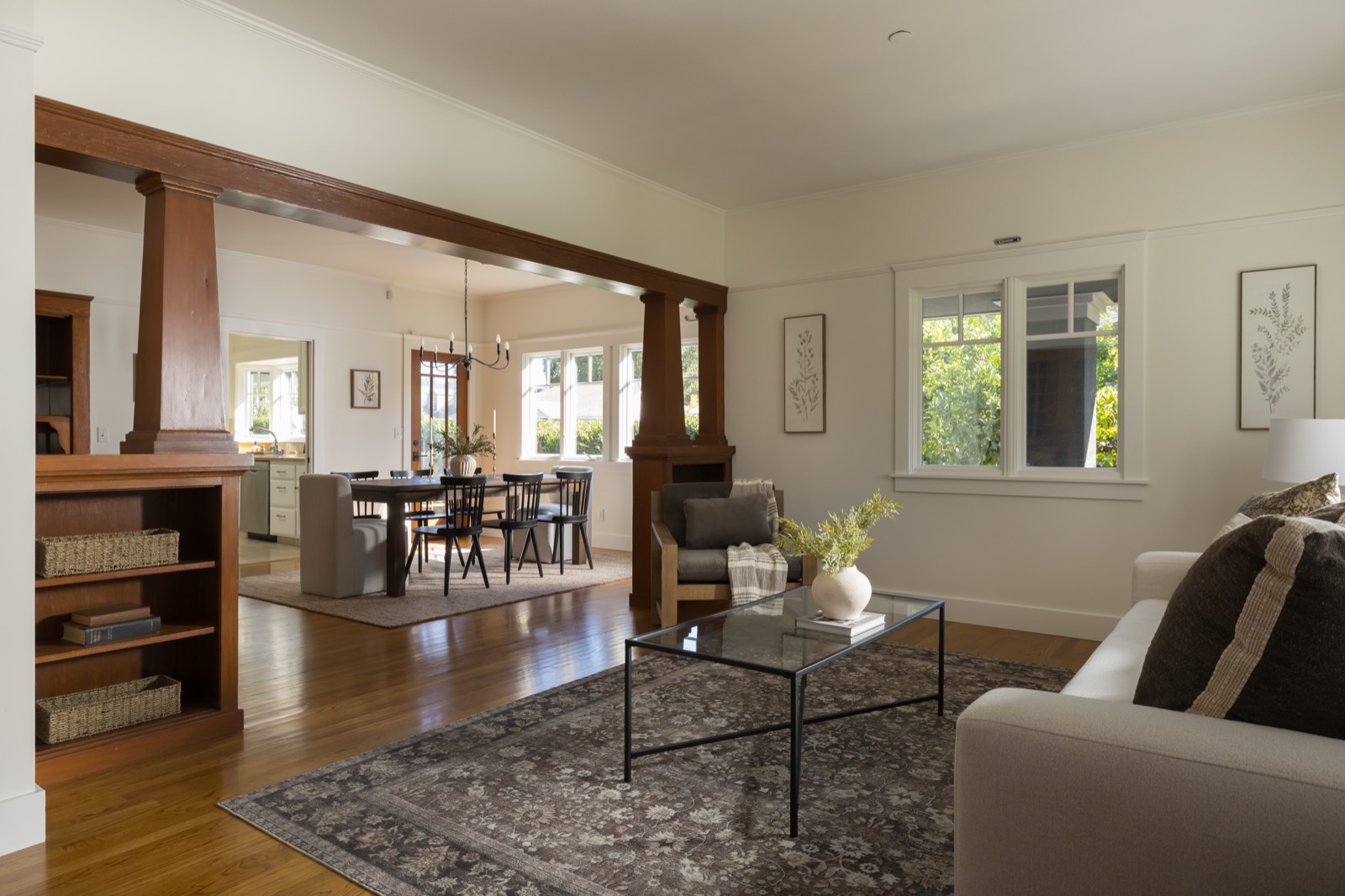 Living room opening to the dining room